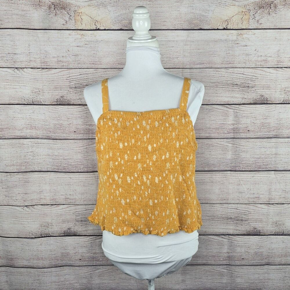 Torrid Challis Smocked Square Neck Crop Cami Yellow Tank Top Multi Floral 3XL